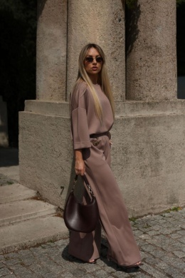 Komplet damski Ella MOKKA zestaw z bluzką i spodniami